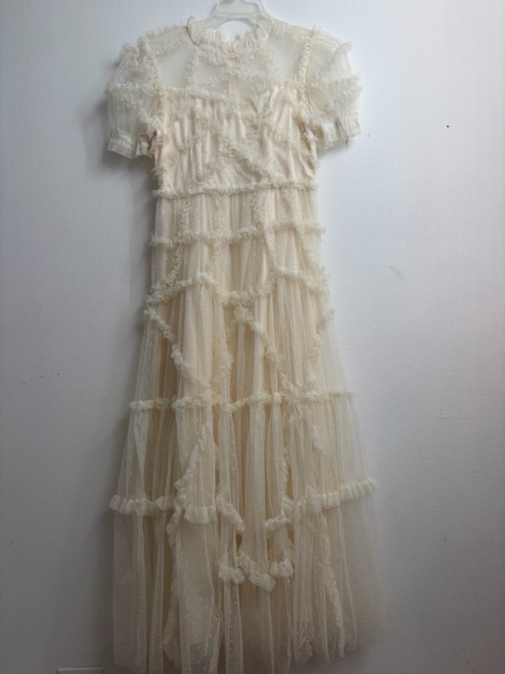 Whimsical flower girl/bridesmaid Ivory Ruffle Tulle Maxi Dress